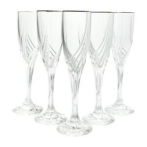Lenox “Debut (Gold)” Set of 5 Crystal Fluted Champagne Glasses 9” 6oz Signed
